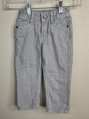 Hanna Andersson Light Gray Kids'  Denim Pants with Red Stitching